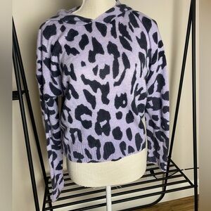 Skull Cashmere Purple & Black Carson Leopard Print Hoodie Sweater Size XS NEW